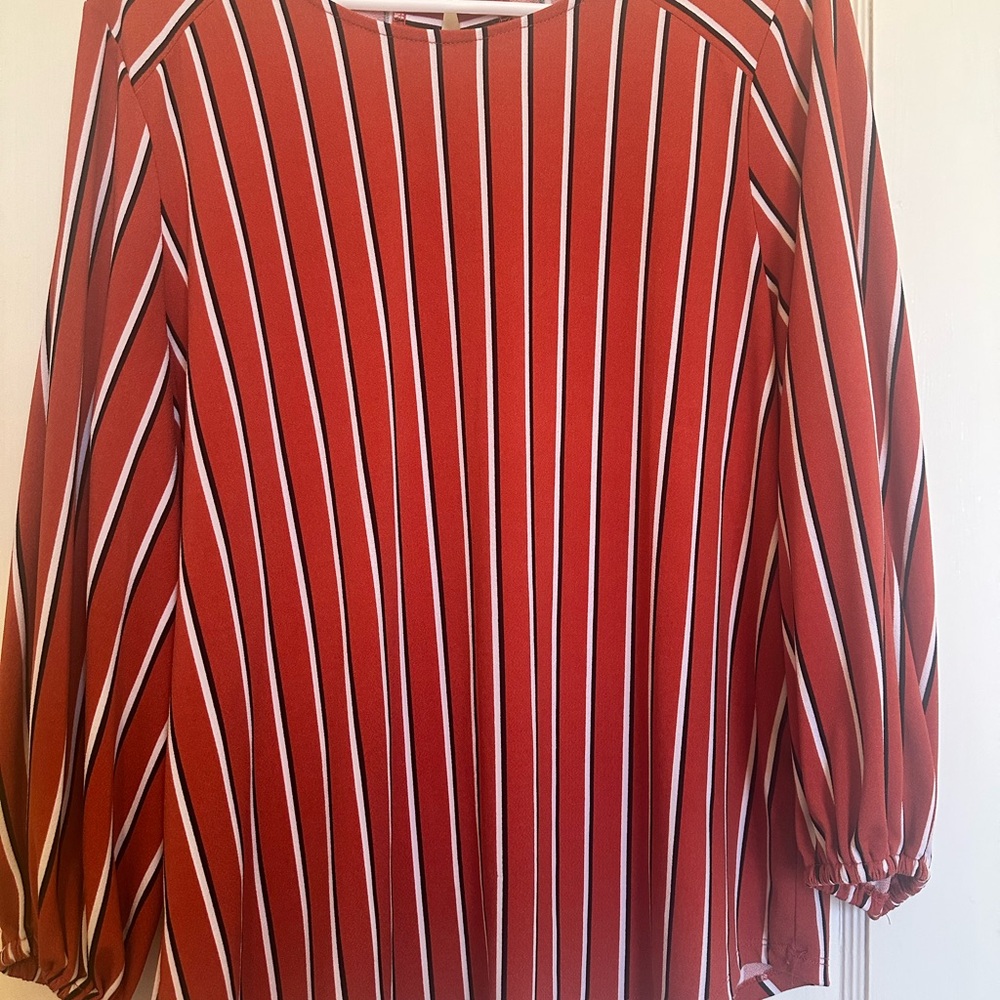 Adrianna Papell Stripped Orange Blouse